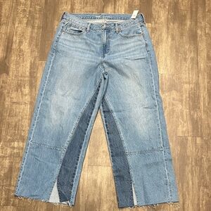 Old navy high rise baggy wide leg two tone split hem raw hem Denim Women's Jeans